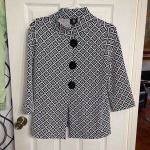 JM Collection Black & White Jacket Top Medium